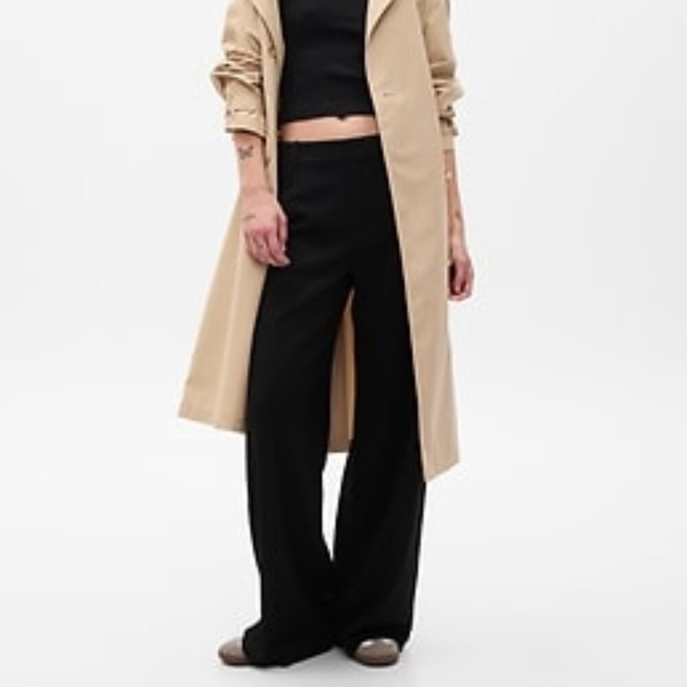 NWT GAP Women's High Rise Wide-Leg Trousers- BLACK size 6 TALL